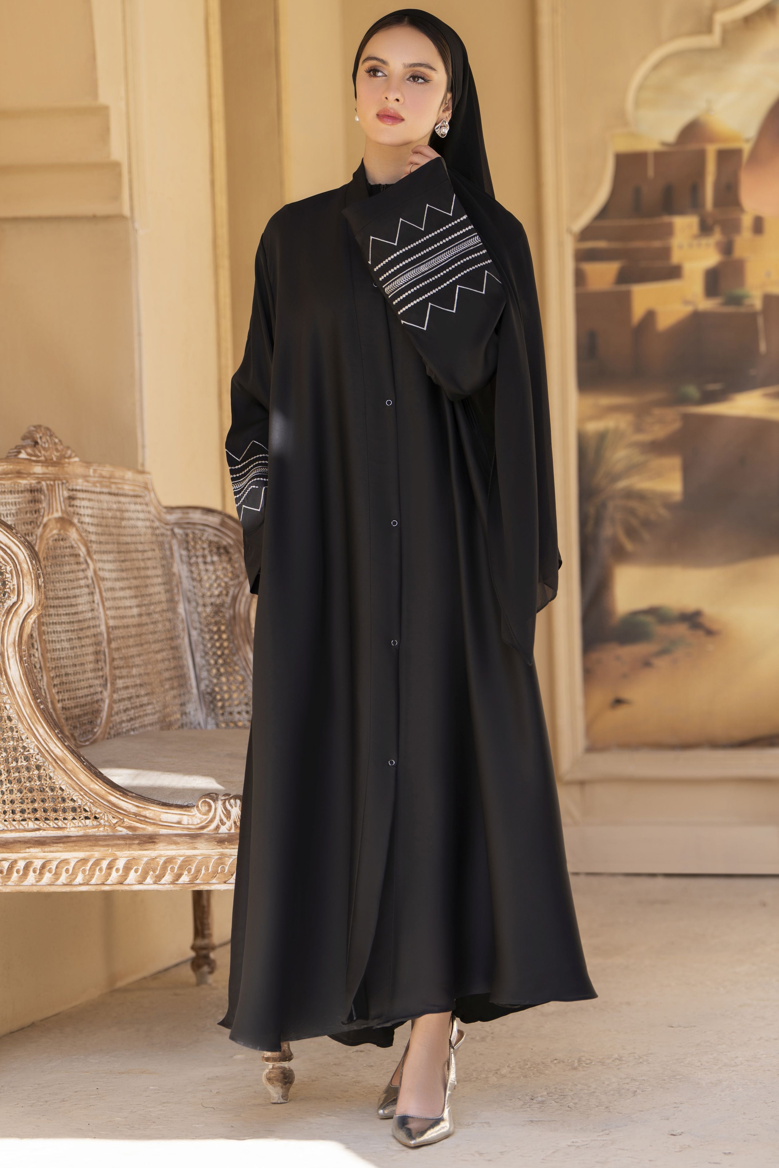 Zaina Veil of Grace – Embroidered Black Modestwear Abaya ZVG2