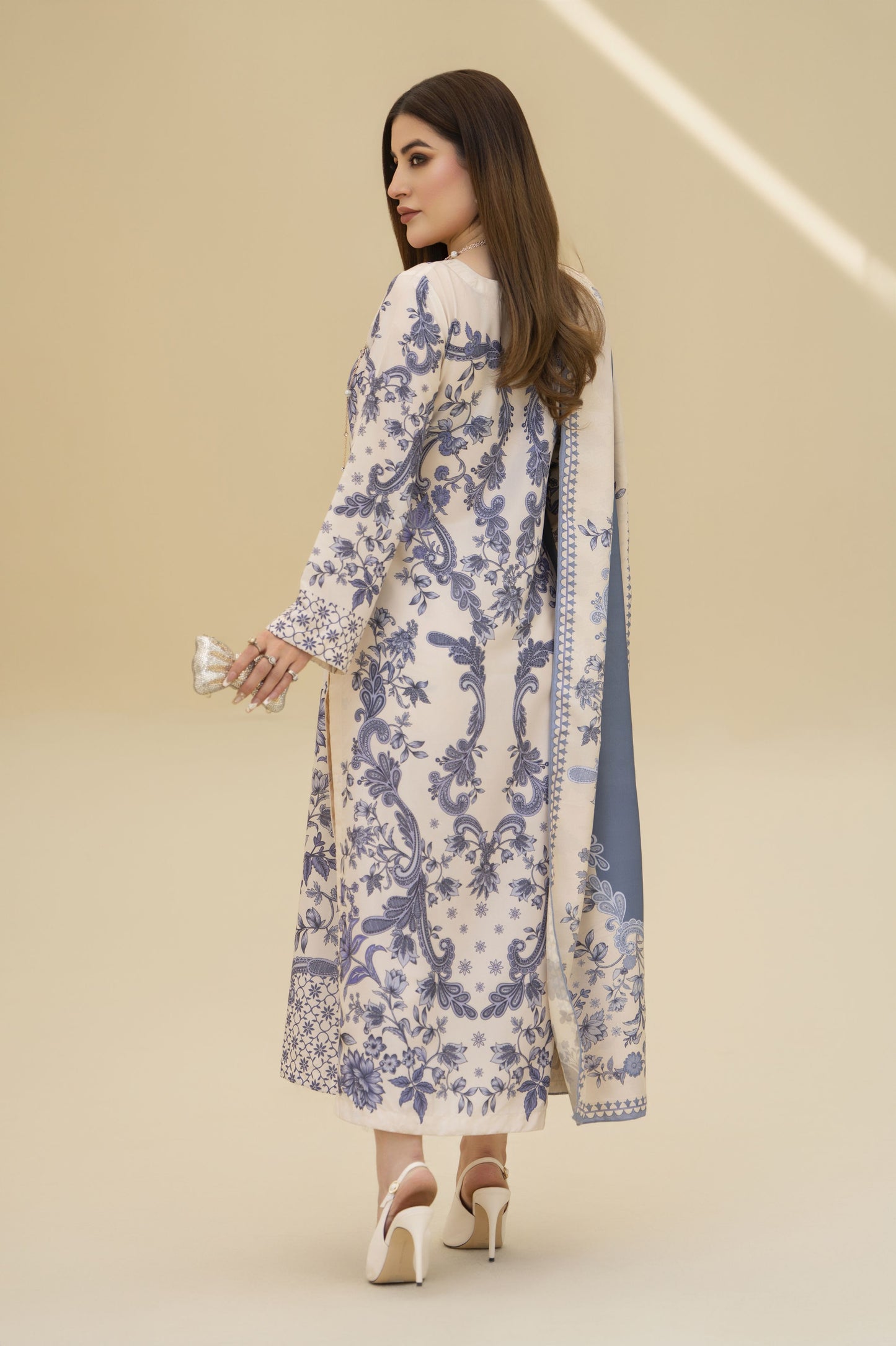 Zaiwa Winter Shawl – Printed Grip 3pc Long Dress ZWS4