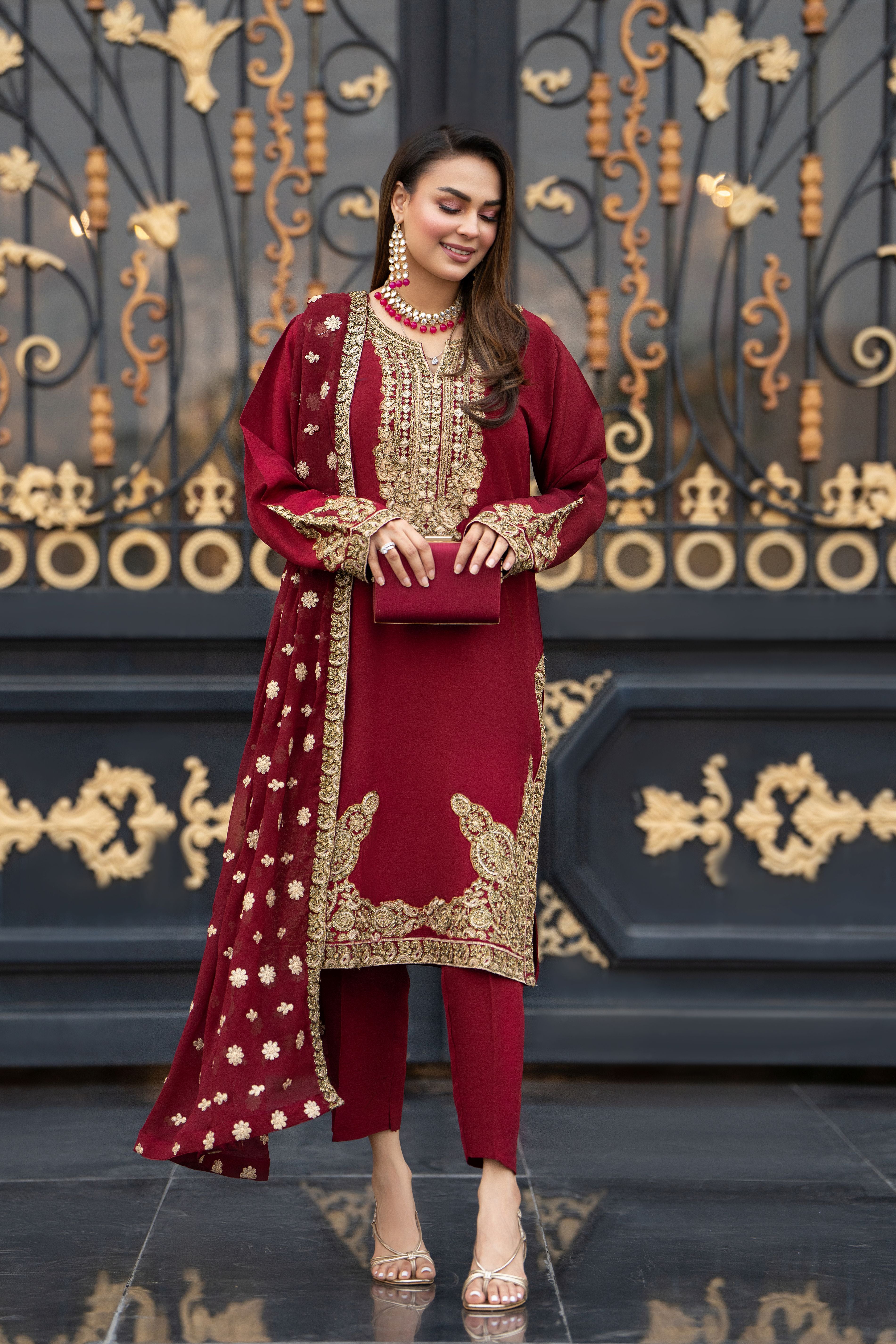 Raw Silk and Sparkle Ready to Wear Dress by Gul Warun RSS7