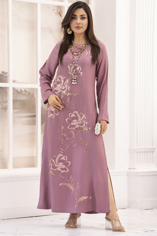 Miski FrostFit – Mauve Winter Linen Readymade Pakistani Kurta FFM2
