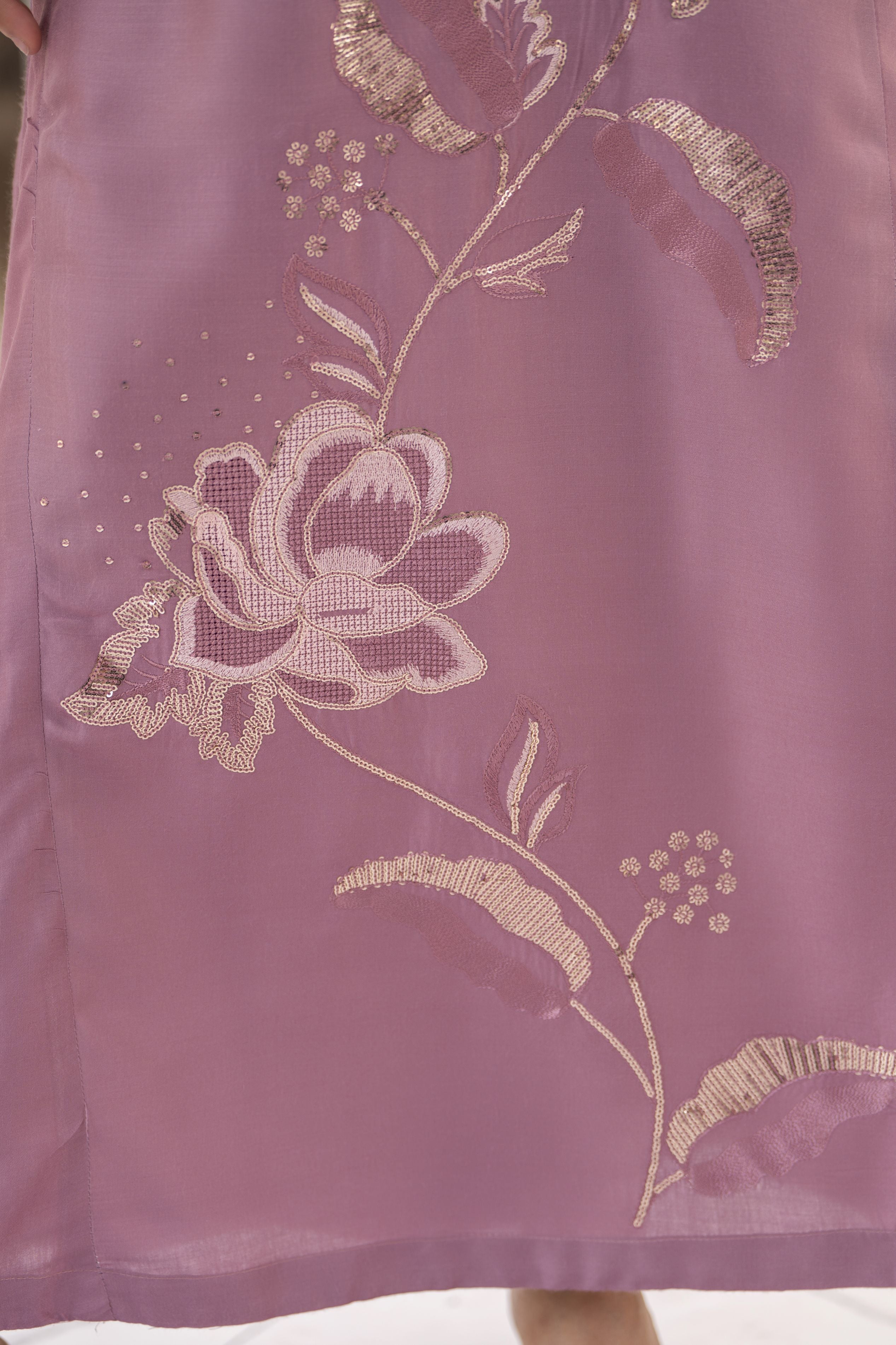 Miski FrostFit – Mauve Winter Linen Readymade Pakistani Kurta FFM2