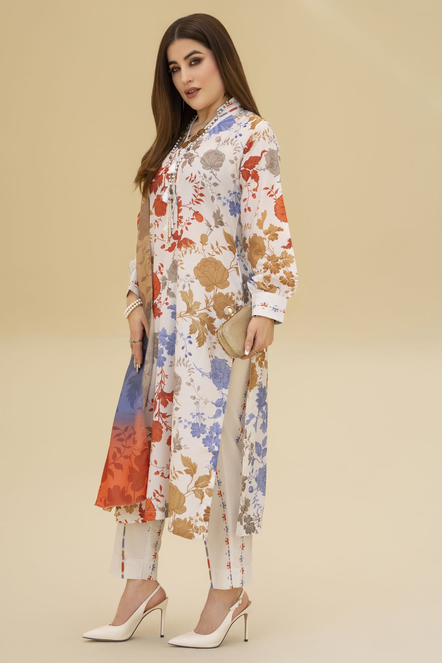 Zaiwa Winter Shawl – Printed Grip 3pc Long Dress ZWS6