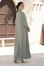 Zaina Veil of Grace – Hand Embellished Sage Green Abaya ZVG5
