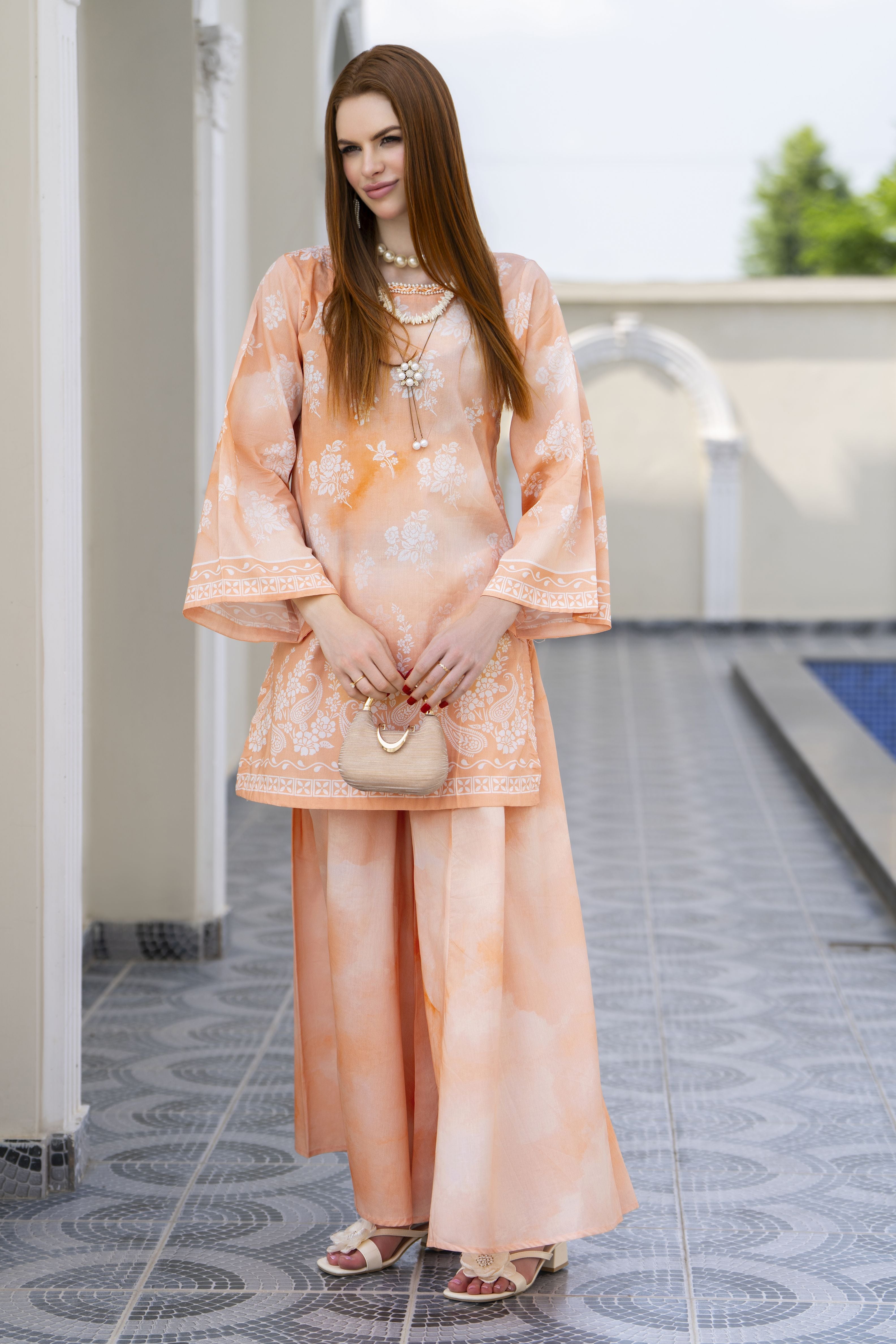 Zaiwa 2pc Printed Lawn Sharara Suit with Handmade Neckline – DZ5