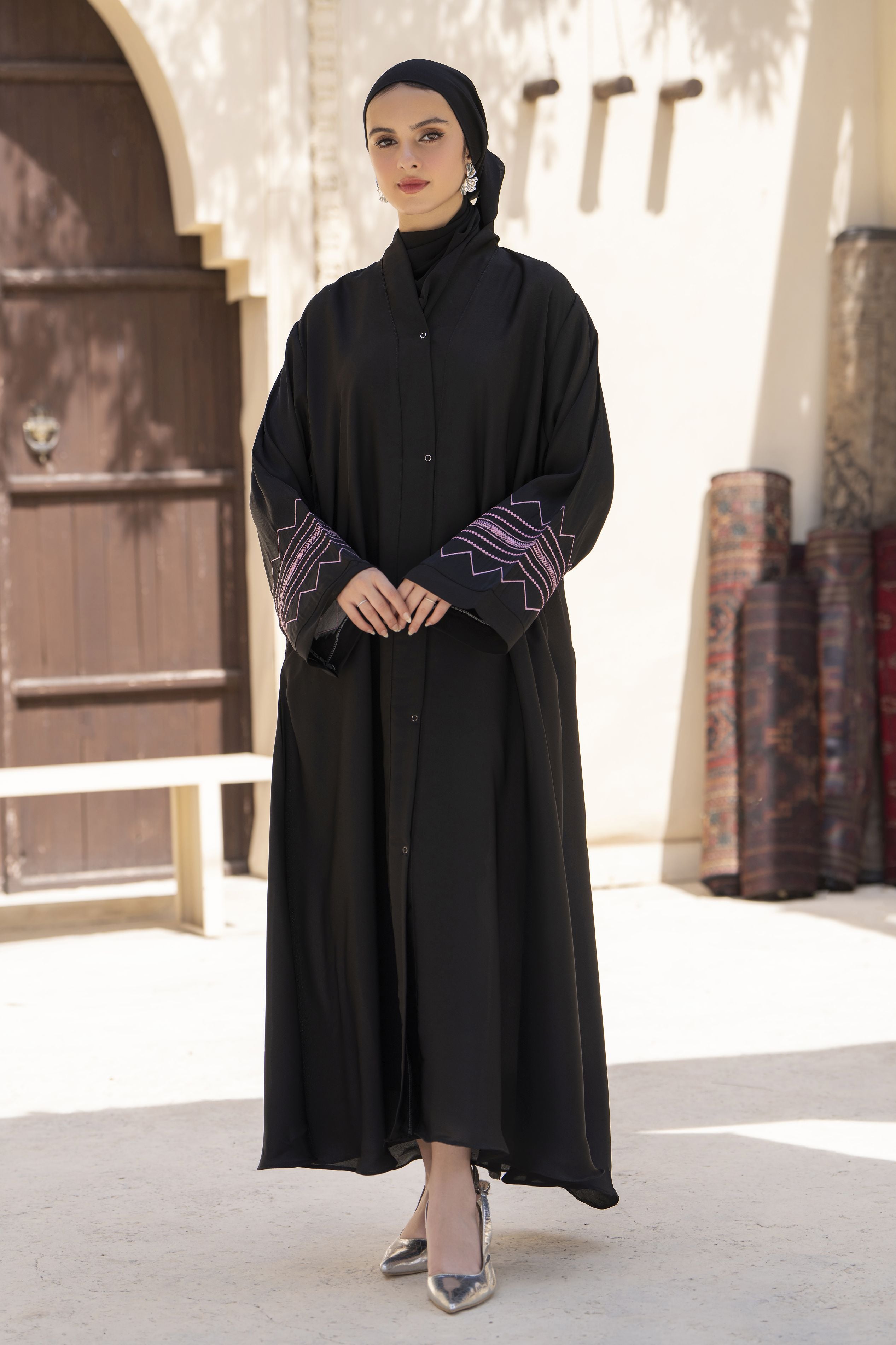 Zaina Veil of Grace – Embroidered Black Georgette Abaya ZVG12