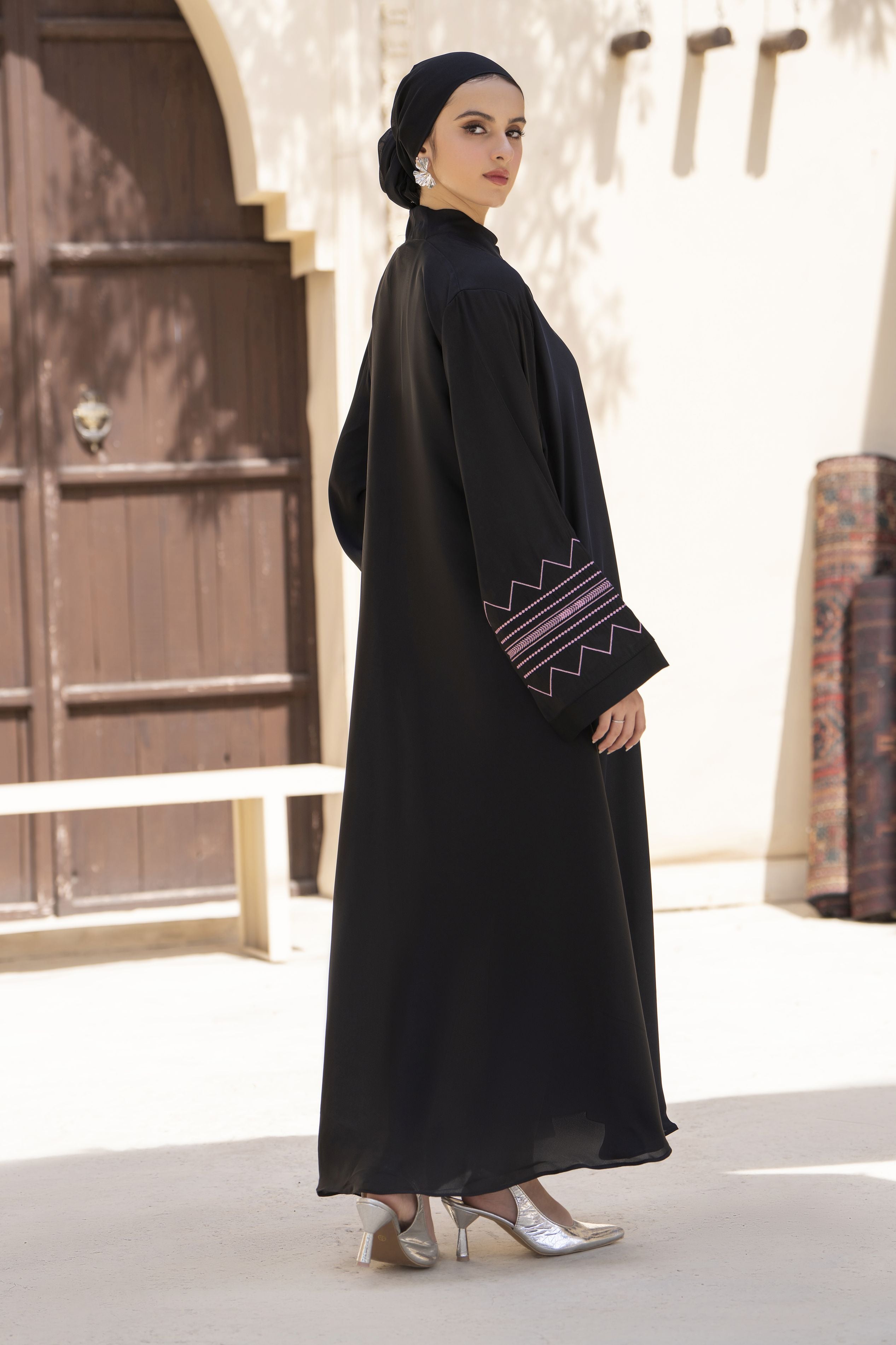 Zaina Veil of Grace – Embroidered Black Georgette Abaya ZVG12