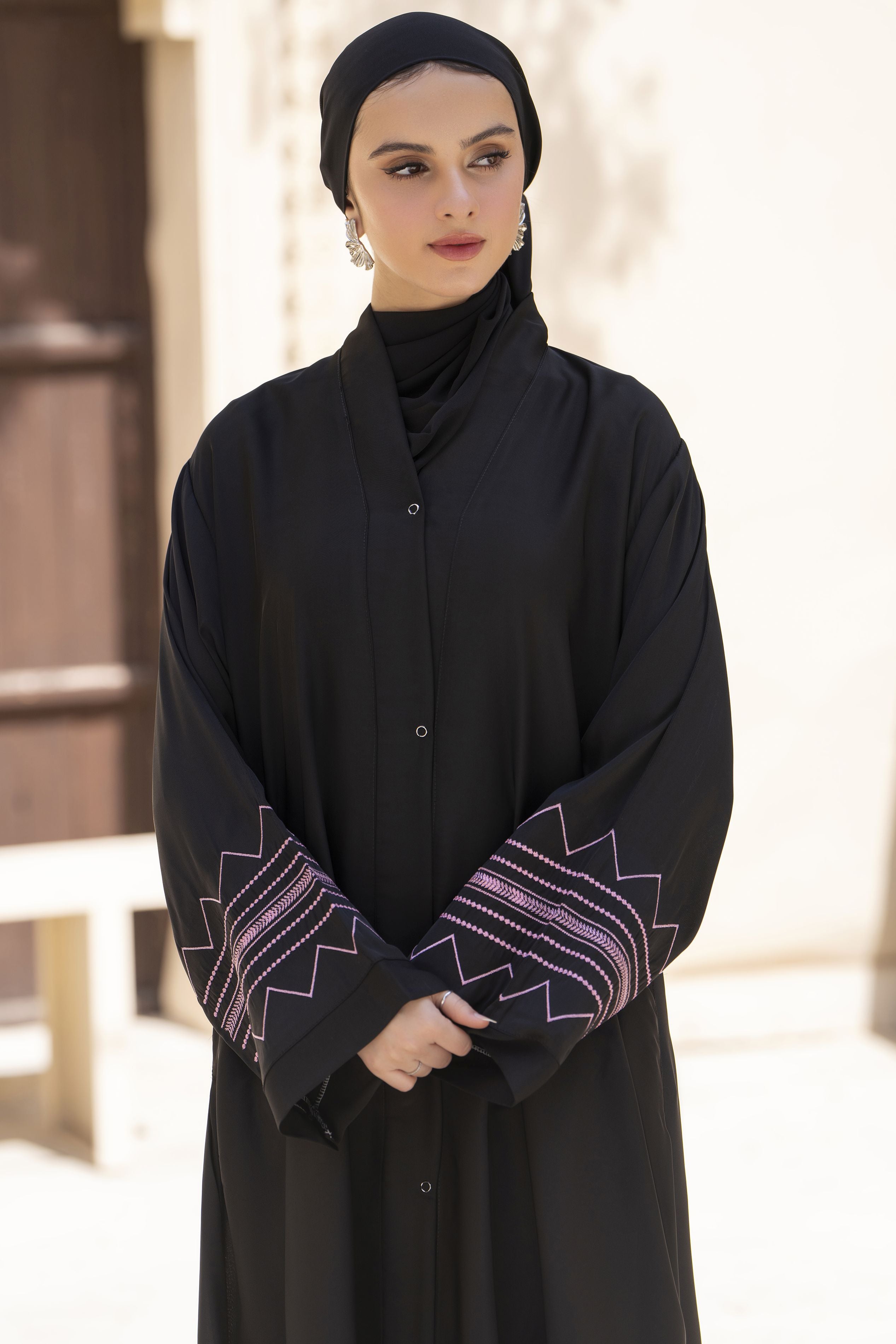 Zaina Veil of Grace – Embroidered Black Georgette Abaya ZVG12