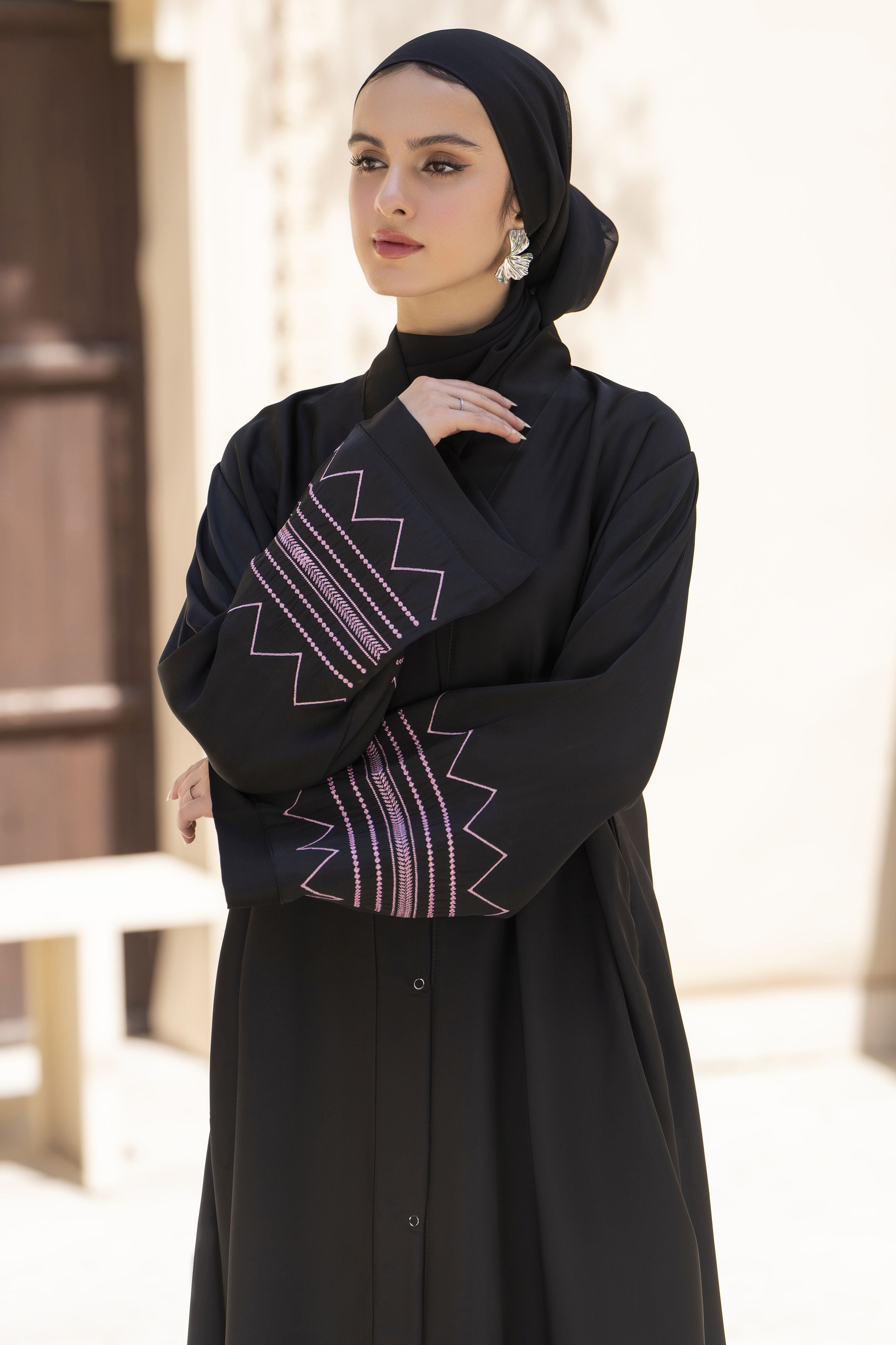 Zaina Veil of Grace – Embroidered Black Georgette Abaya ZVG12