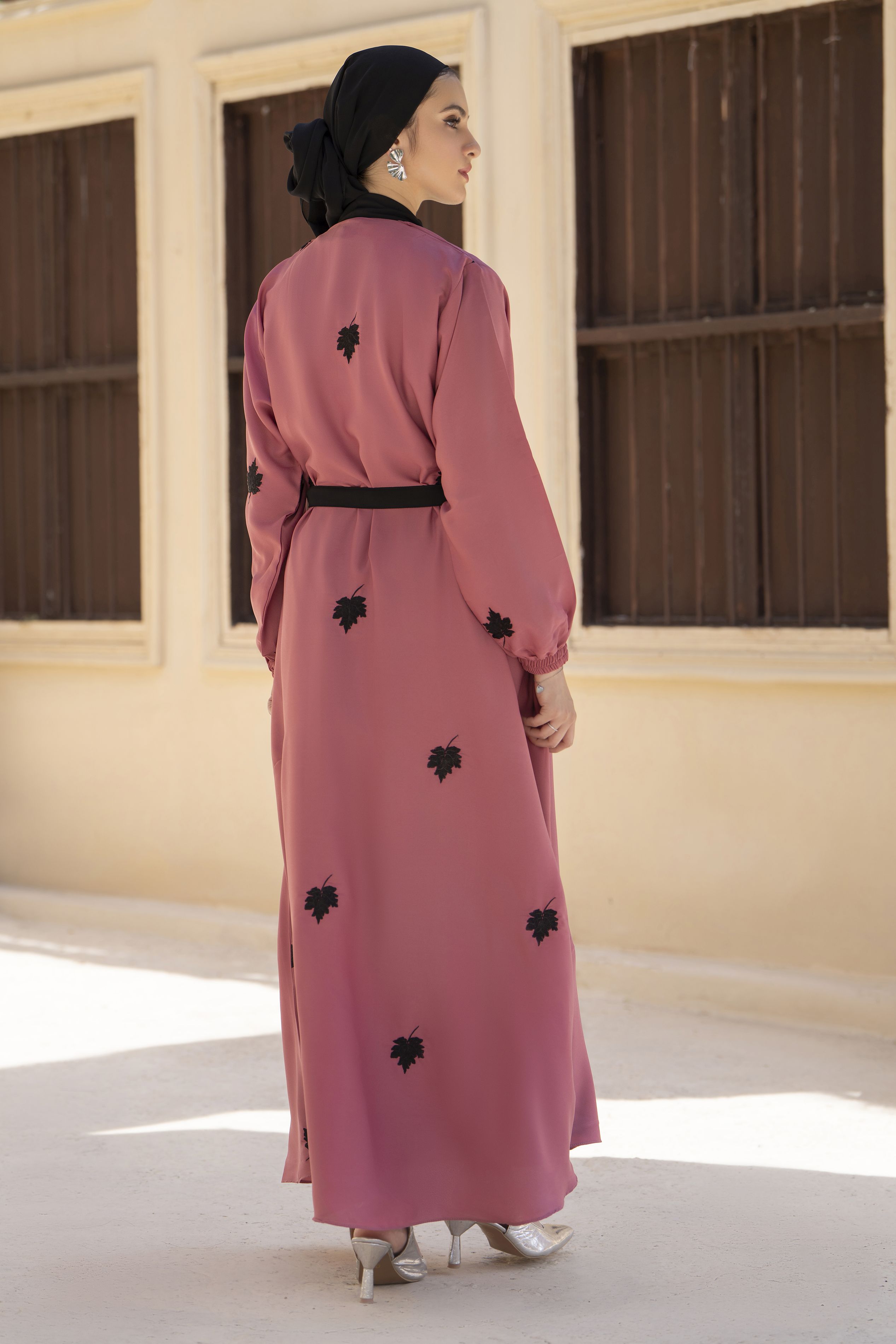 Zaina Veil of Grace – Embroidered Two-Tone Abaya Set with Scarf & Belt ZVG6