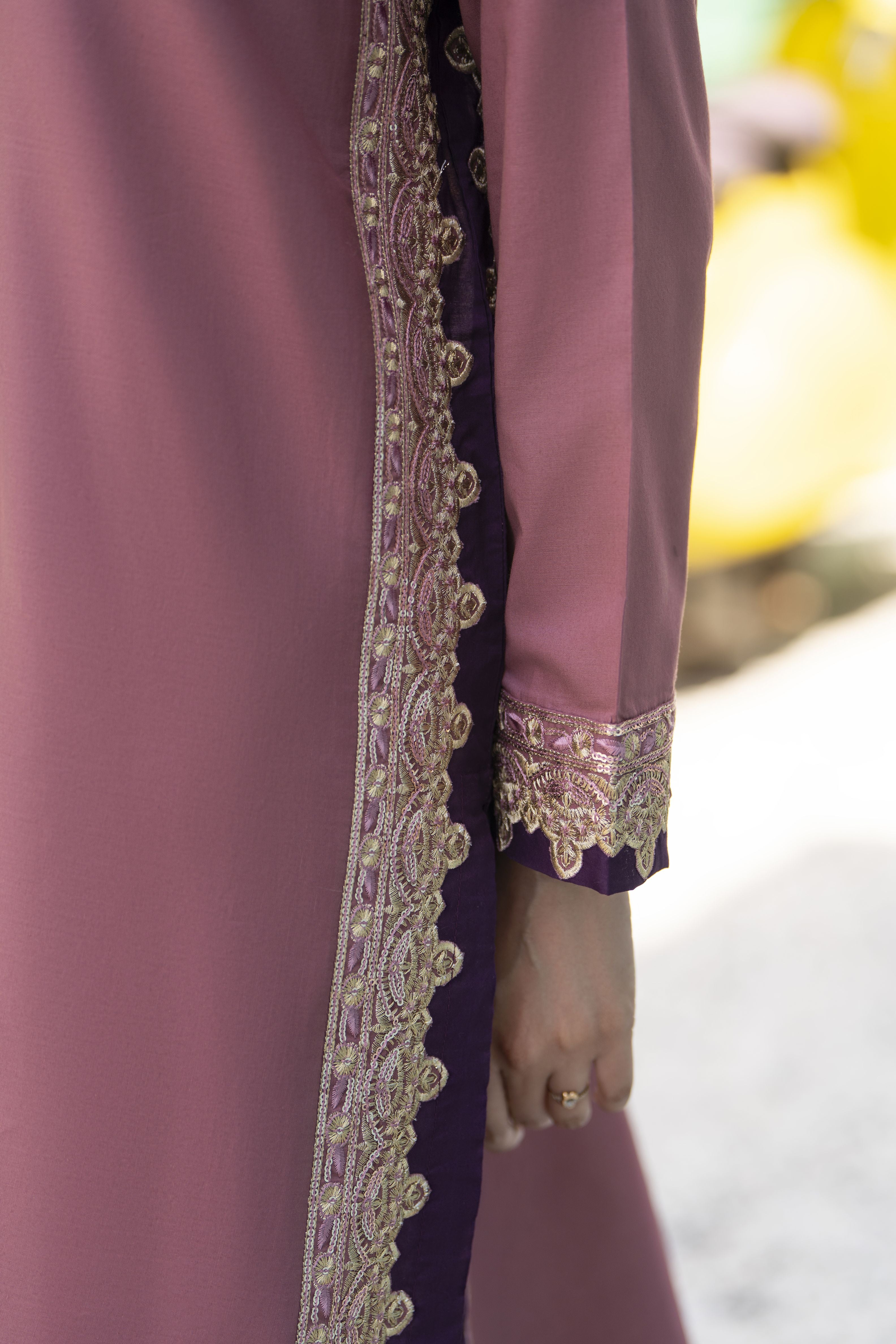 Pink Embroidered Cotton 2pc Women And Girls Suit Baarish by Miski BYM10