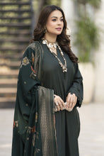 Deep Green Dhanak Long Dress with Multani Winter Shawl by Gul Warun GSR6