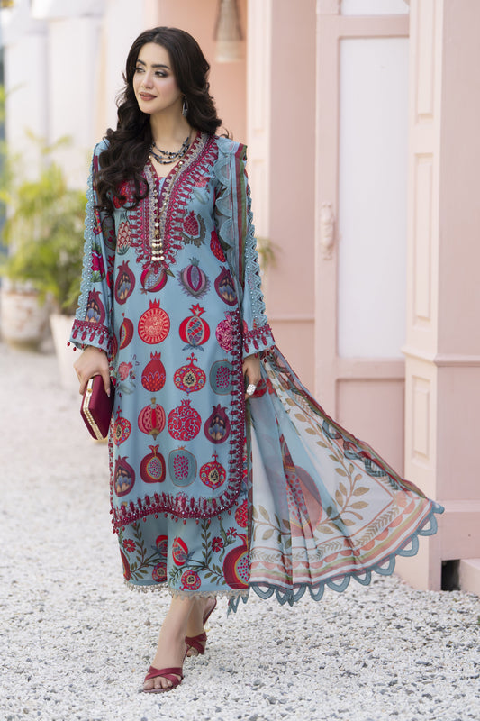 3pc Printed & Embroidered Summer Lawn Suit with Chiffon Dupatta RES13
