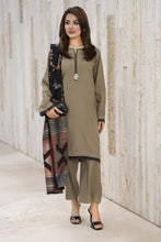 Aleezay 3pc Olive Linen Suit with Black Jacquard Dupatta – JAL8