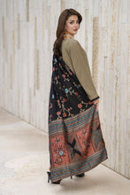 Aleezay 3pc Olive Linen Suit with Black Jacquard Dupatta – JAL8