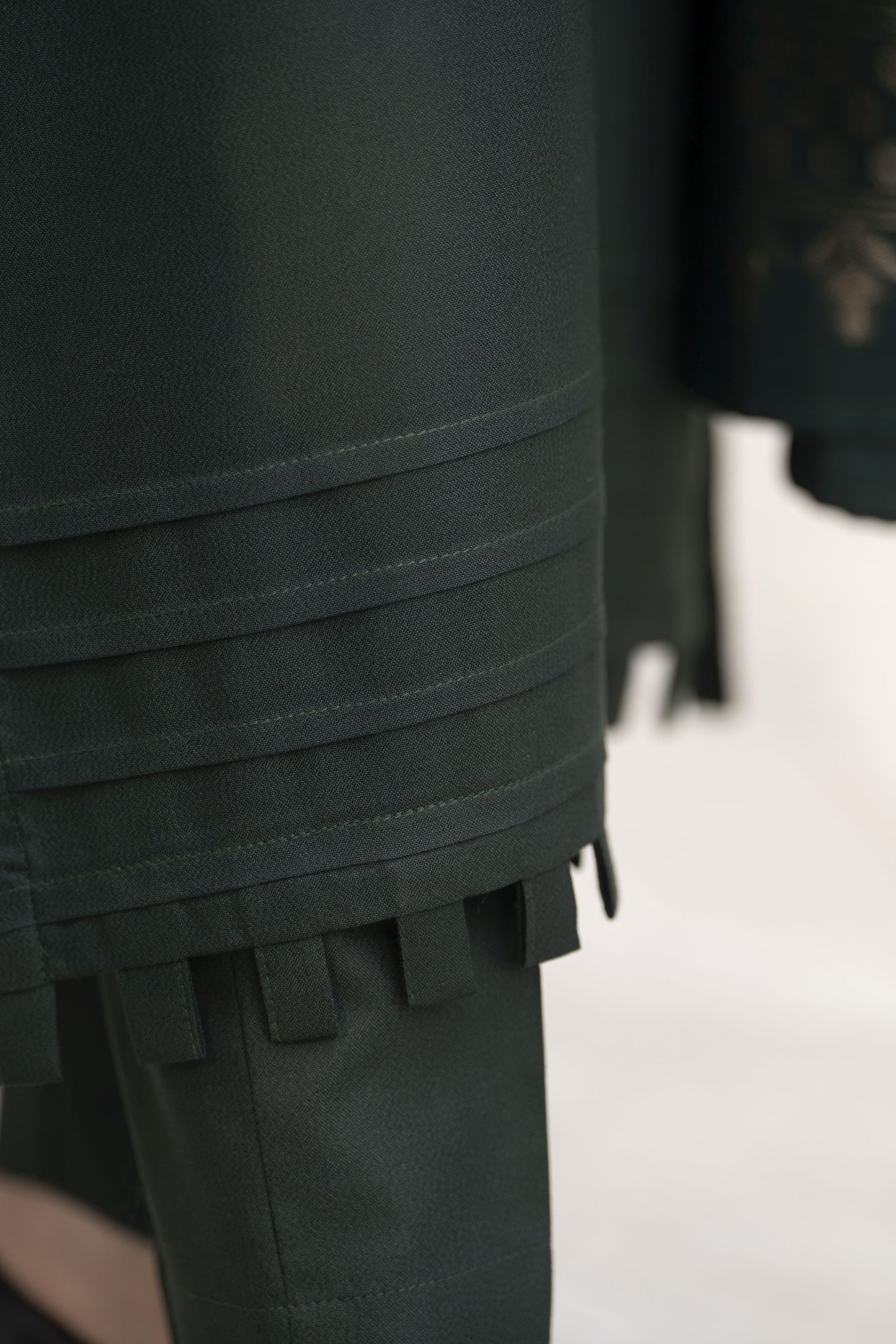 Deep Green Dhanak Long Dress with Multani Winter Shawl by Gul Warun GSR6