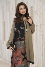 Aleezay 3pc Olive Linen Suit with Black Jacquard Dupatta – JAL8