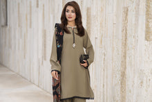 Aleezay 3pc Olive Linen Suit with Black Jacquard Dupatta – JAL8