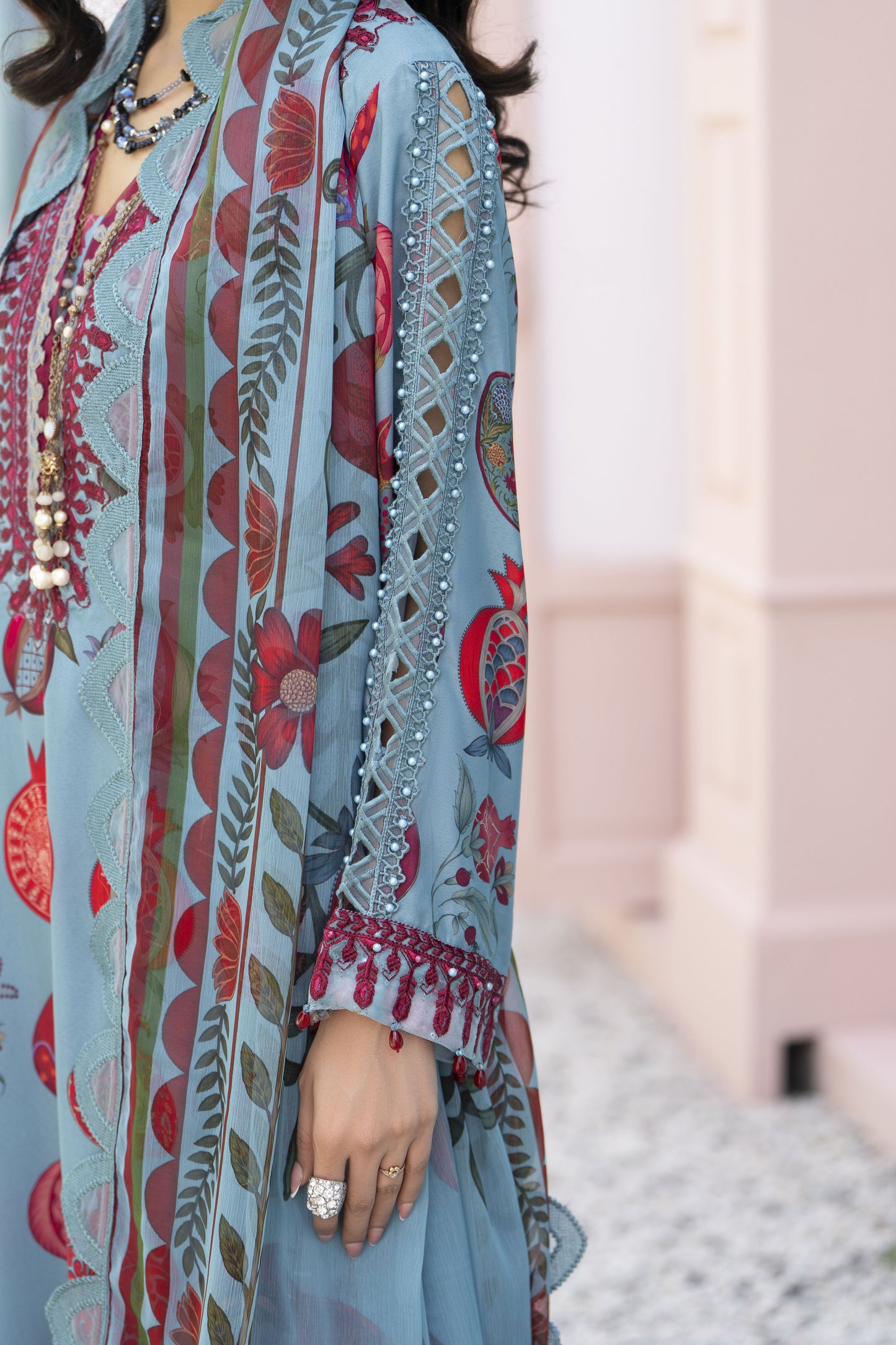 3pc Printed & Embroidered Summer Lawn Suit with Chiffon Dupatta RES13