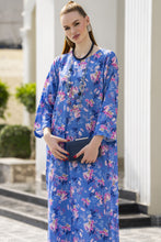 Sakeena Sheen Blue Multicolour Floral Printed Poly Raw Silk 2pc Kaftan – SHH4