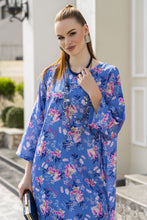 Sakeena Sheen Blue Multicolour Floral Printed Poly Raw Silk 2pc Kaftan – SHH4