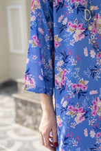 Sakeena Sheen Blue Multicolour Floral Printed Poly Raw Silk 2pc Kaftan – SHH4