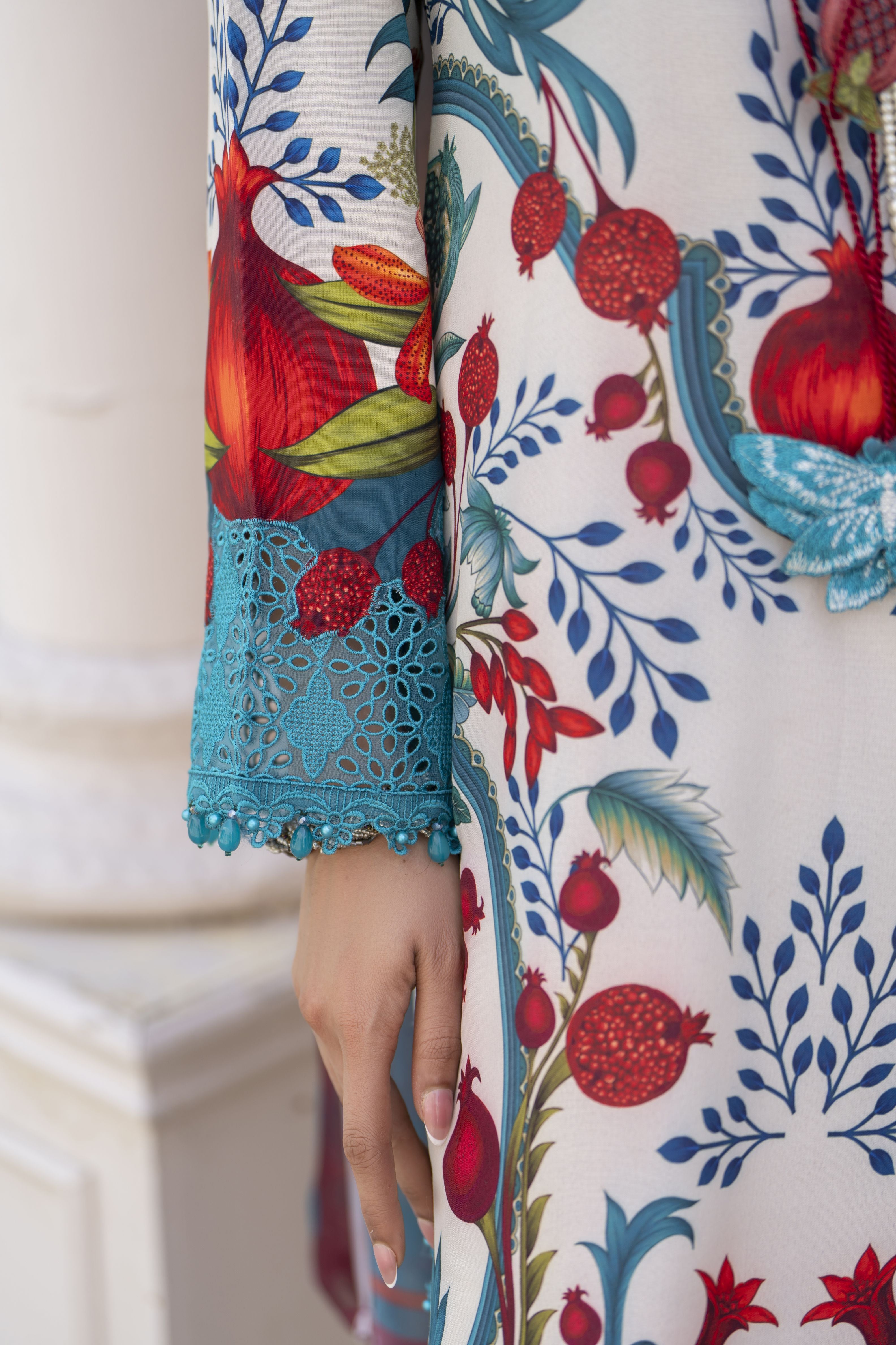 3pc Printed & Chikankari Embroidered Lawn Suit with Chiffon Dupatta RES10