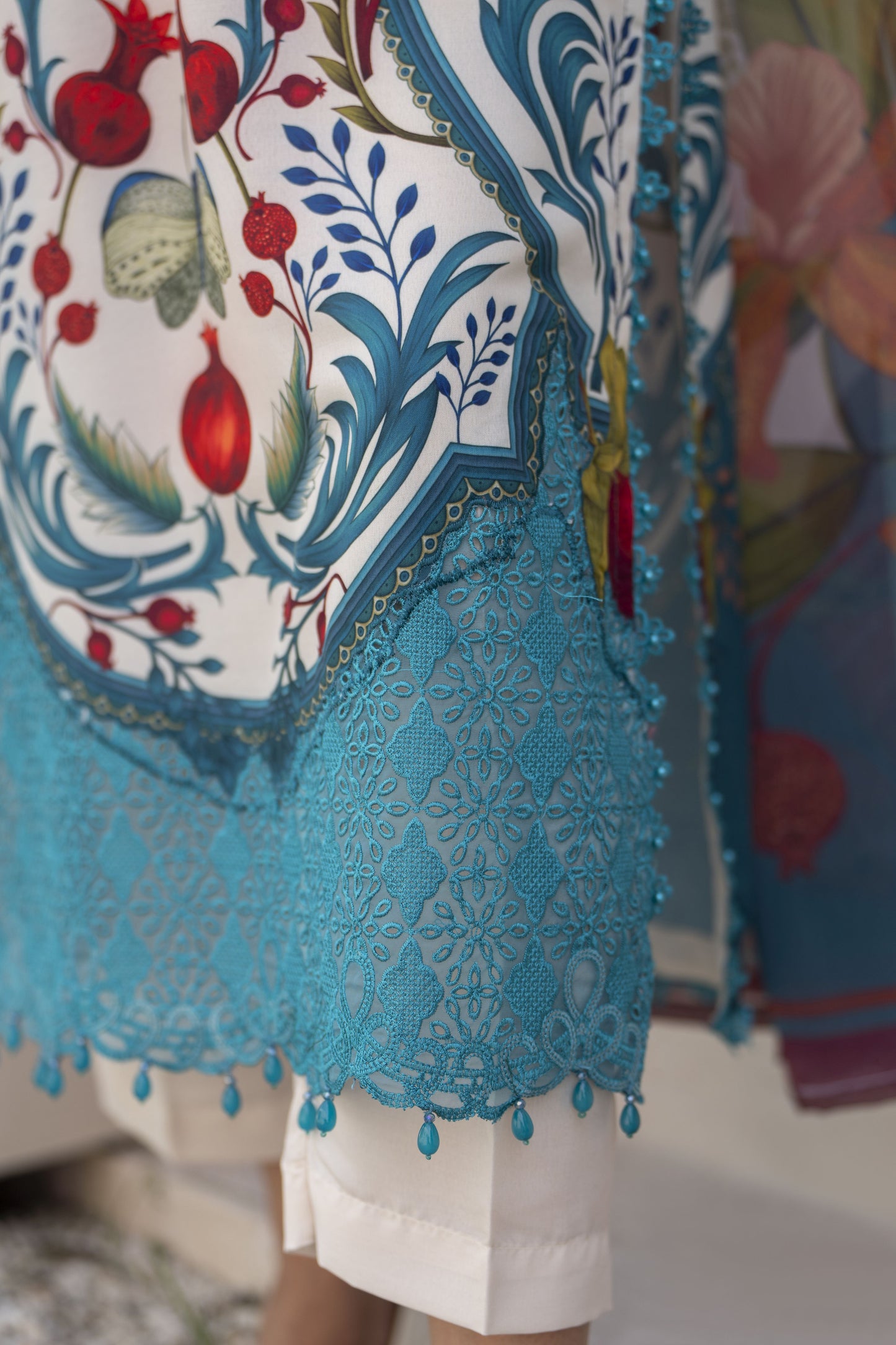 3pc Printed & Chikankari Embroidered Lawn Suit with Chiffon Dupatta RES10