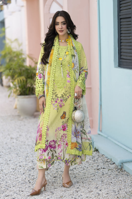 3pc Printed & Embroidered Summer Lawn Suit with Chiffon Dupatta RES4