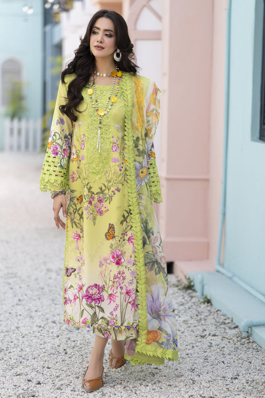 3pc Printed & Embroidered Summer Lawn Suit with Chiffon Dupatta RES4
