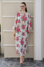 Sakeena Sheen Ivory Red Rose Printed Poly Raw Silk 2pc Kaftan – SHH7