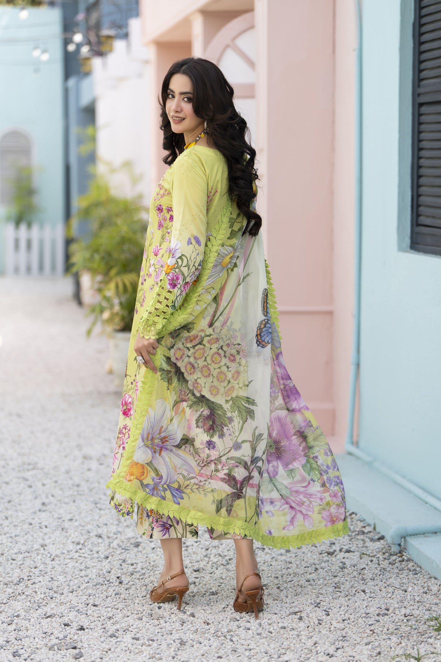 3pc Printed & Embroidered Summer Lawn Suit with Chiffon Dupatta RES4