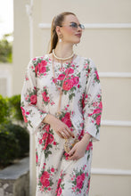 Sakeena Sheen Ivory Red Rose Printed Poly Raw Silk 2pc Kaftan – SHH7