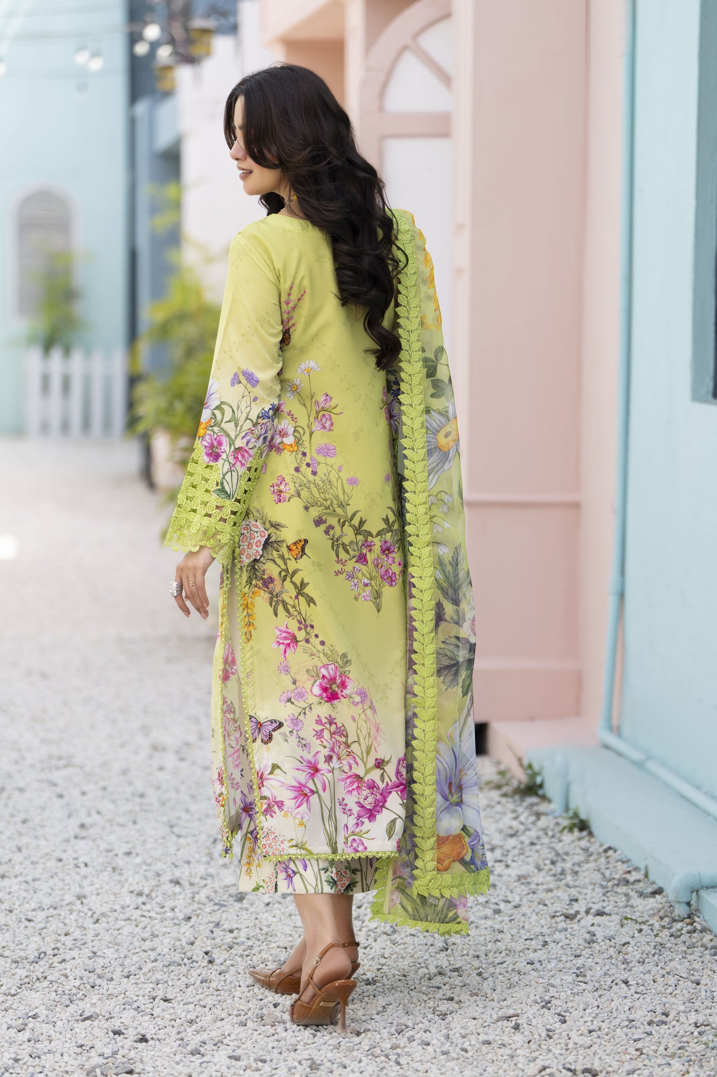 3pc Printed & Embroidered Summer Lawn Suit with Chiffon Dupatta RES4