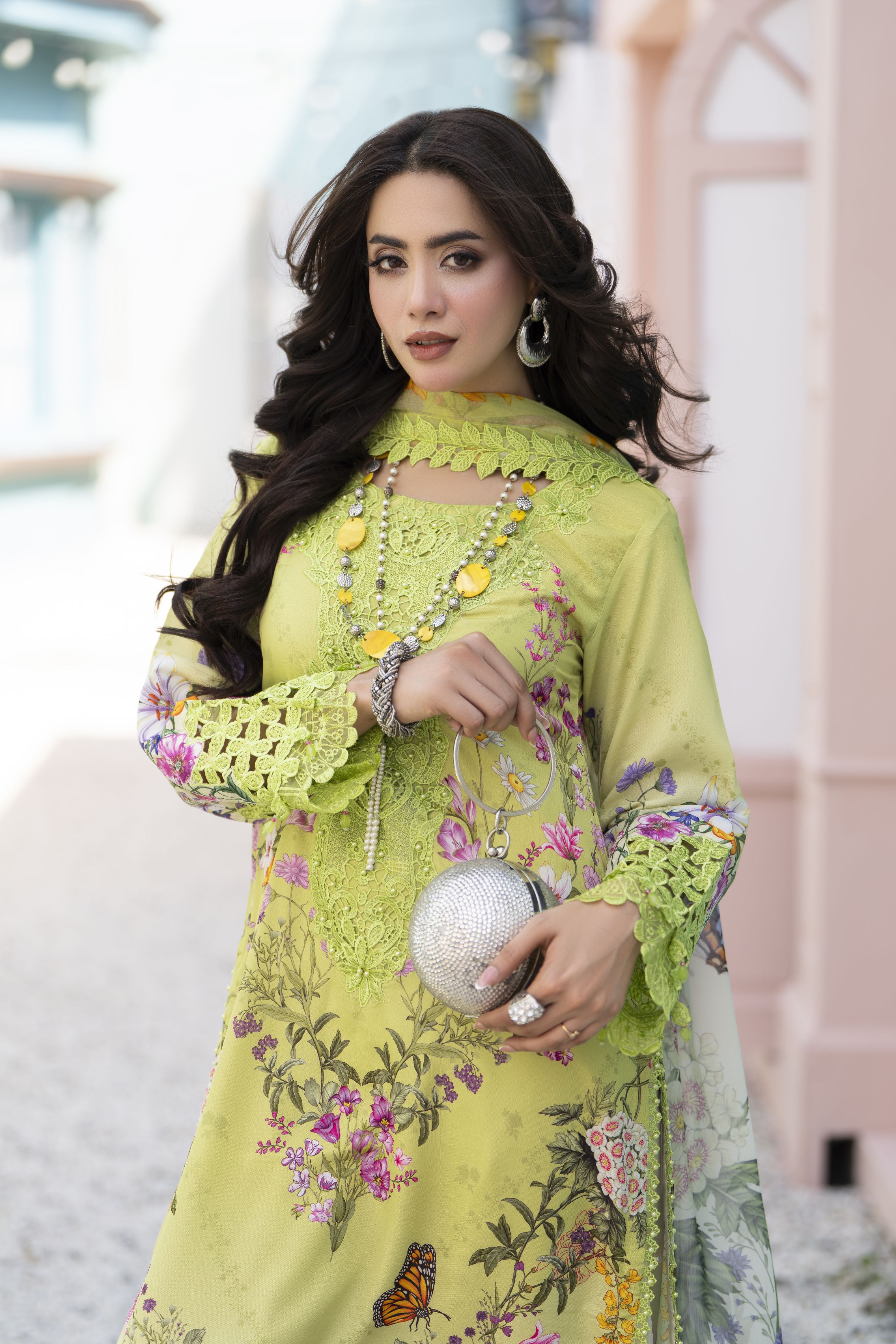 3pc Printed & Embroidered Summer Lawn Suit with Chiffon Dupatta RES4