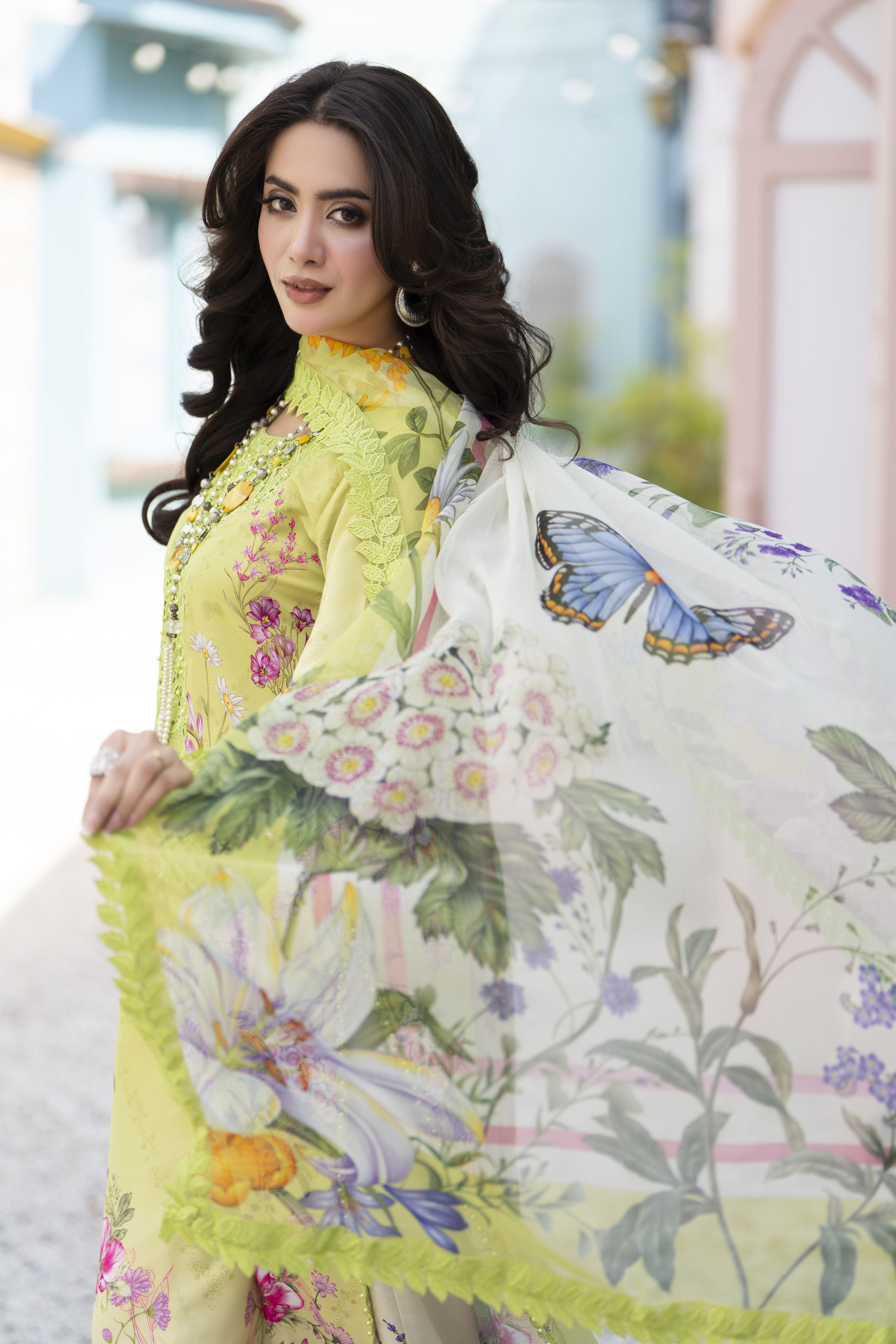 3pc Printed & Embroidered Summer Lawn Suit with Chiffon Dupatta RES4