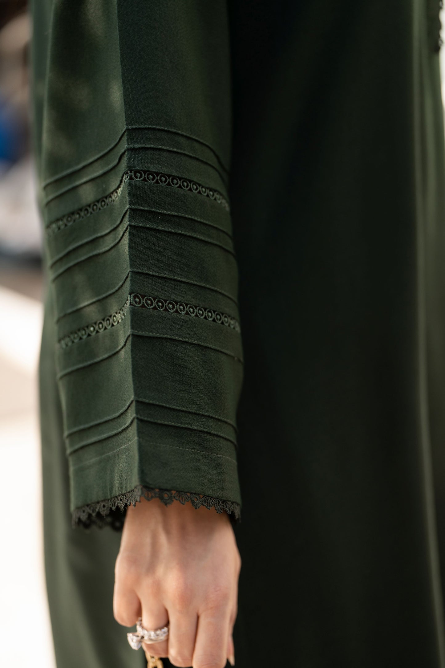 Deep Green Dhanak Long Dress with Multani Winter Shawl by Gul Warun GSR3