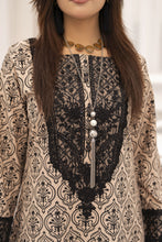 Miski FrostFit – Beige & Black Embroidered Dhanak 2pc Long Dress FFM7