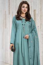 Aleezay 3pc Sage Green Viscose Suit with Floral Jacquard Dupatta – JAL6