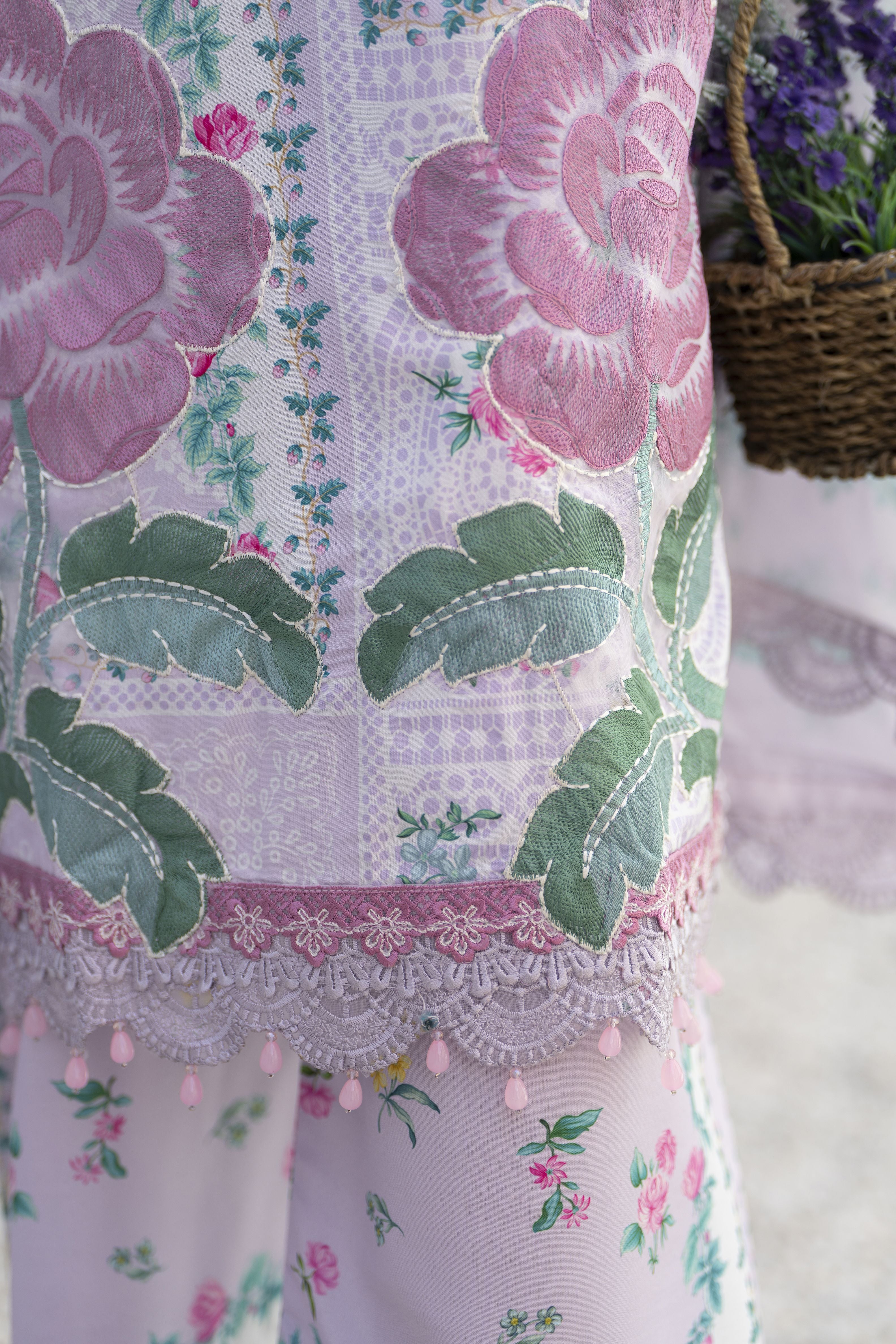 3pc Printed & Embroidered Lawn Suit with Chiffon Dupatta RES1