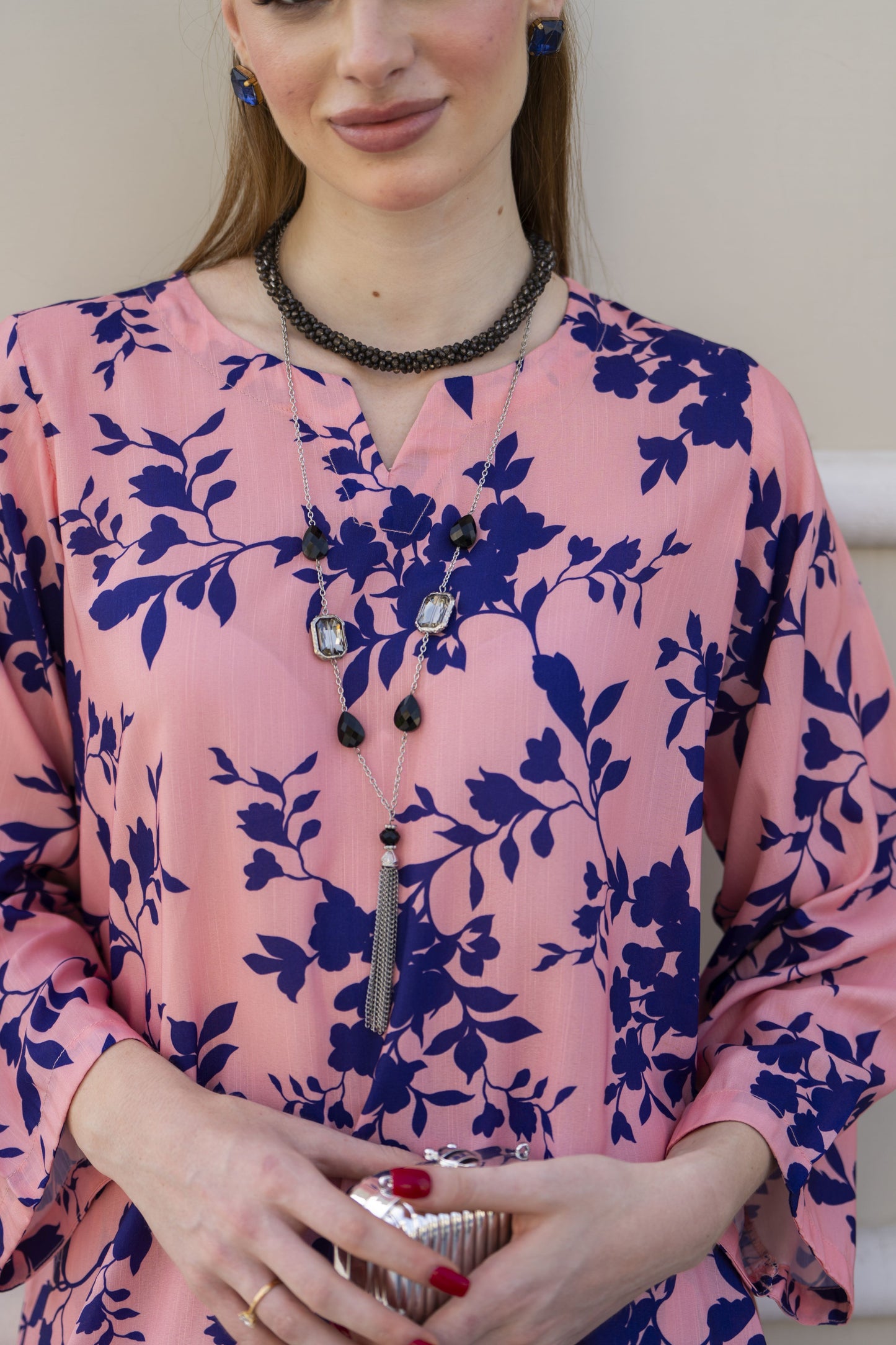 Sakeena Sheen Pink Floral Printed Poly Raw Silk 2pc Kaftan – SHH1