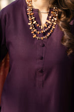 Purple Dhanak Long Dress with Warm Multani Shawl by Gul Warun GSR2