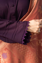 Purple Dhanak Long Dress with Warm Multani Shawl by Gul Warun GSR2