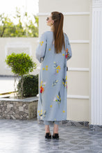 Sakeena Sheen Grey Multicolour Floral Printed Poly Raw Silk 2pc Kaftan – SHH8