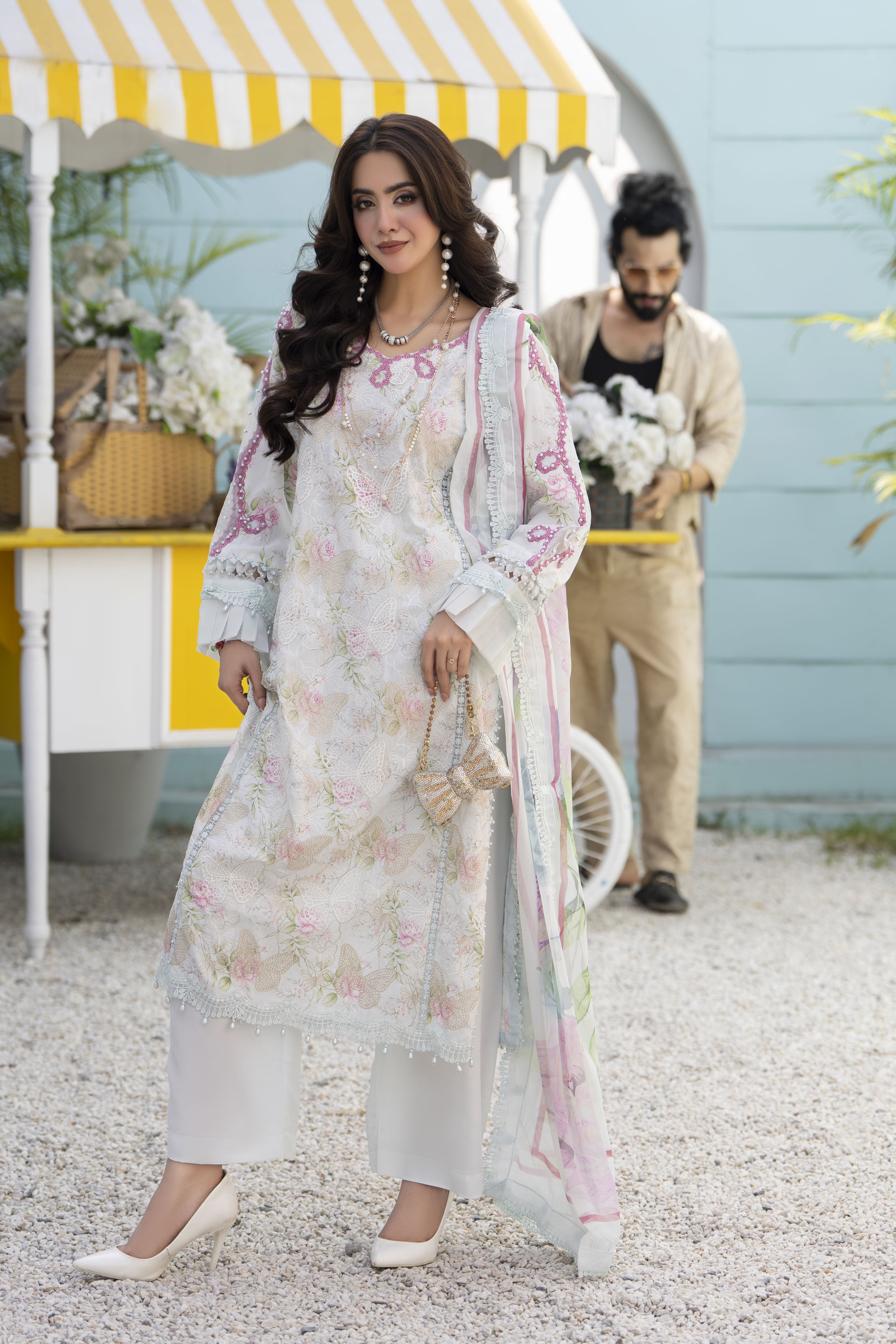 3pc Printed & Embroidered Summer Lawn Suit with Chiffon Dupatta RES14