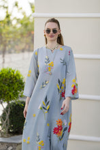 Sakeena Sheen Grey Multicolour Floral Printed Poly Raw Silk 2pc Kaftan – SHH8