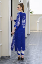 Sakeena Sheen Royal Blue & Ivory Printed Poly Raw Silk 2pc Kaftan – SHH10