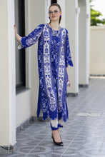 Sakeena Sheen Royal Blue & Ivory Printed Poly Raw Silk 2pc Kaftan – SHH10