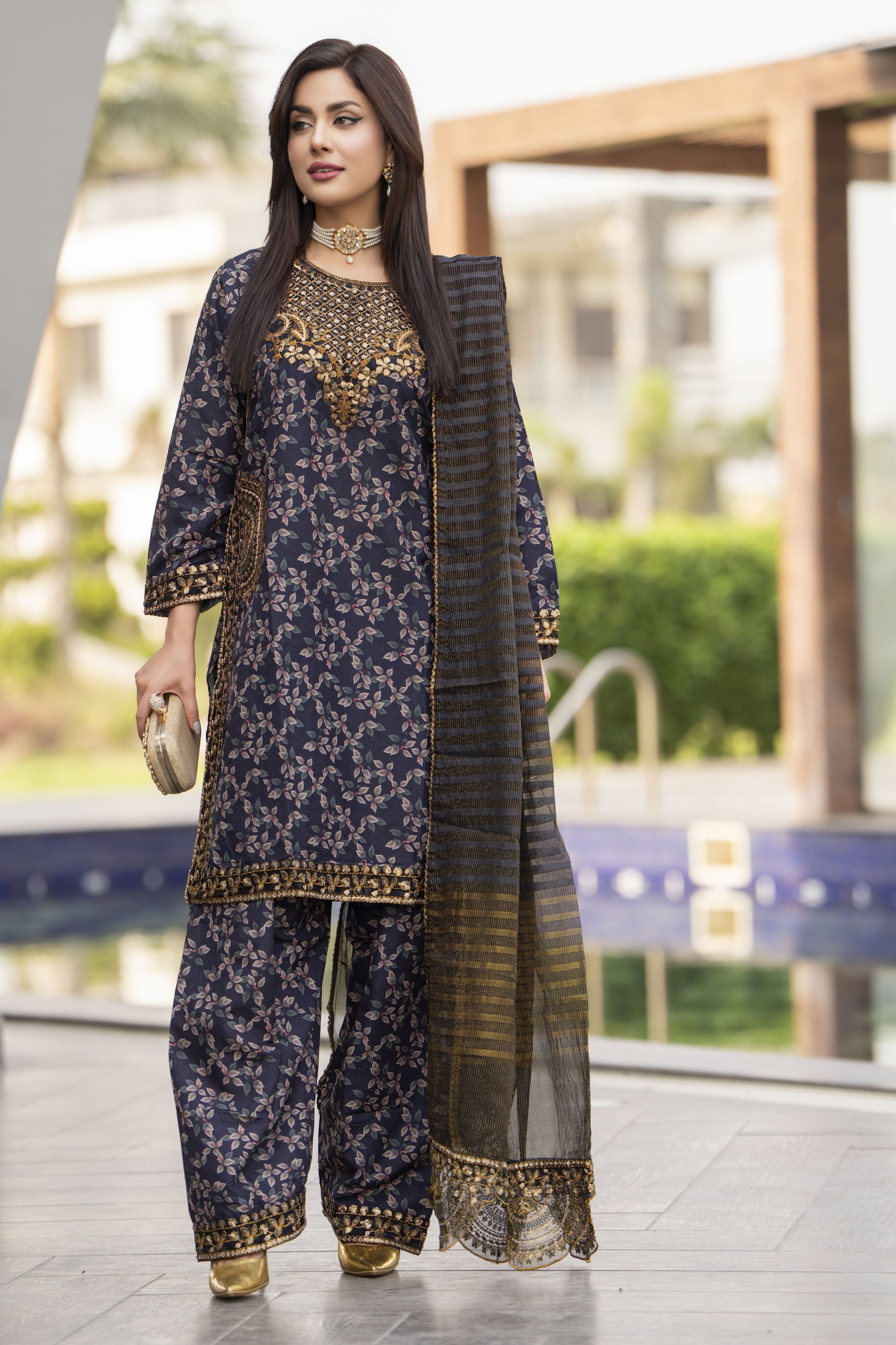 Mohagni 3pc Ready to Wear Silk Lawn Suit 2025 Collection Muse14