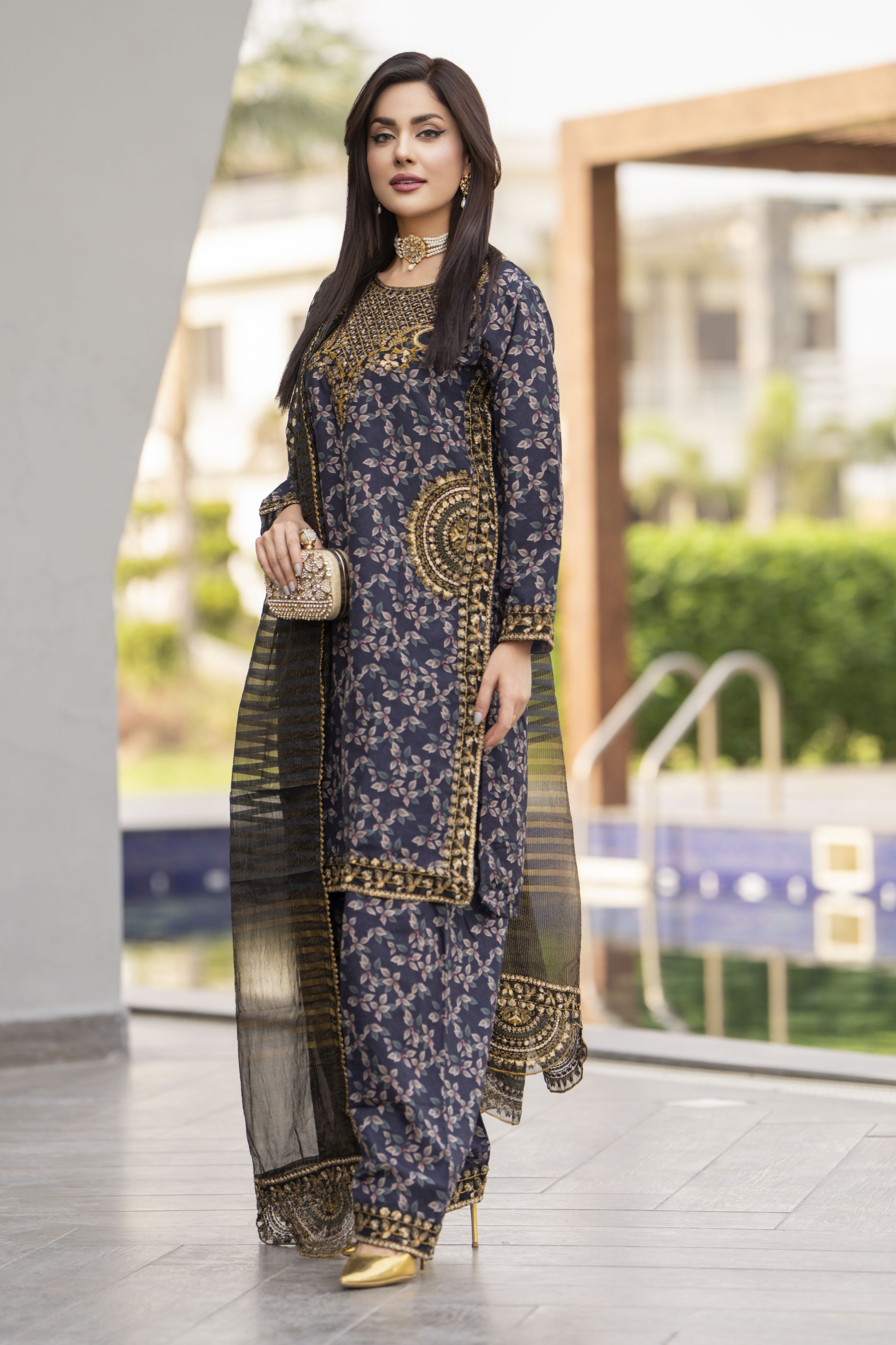 Mohagni 3pc Ready to Wear Silk Lawn Suit 2025 Collection Muse14