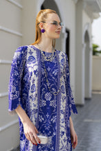 Sakeena Sheen Royal Blue & Ivory Printed Poly Raw Silk 2pc Kaftan – SHH10